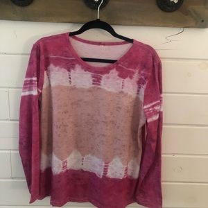 Pink Tie dyed women’s long sleeve shirt